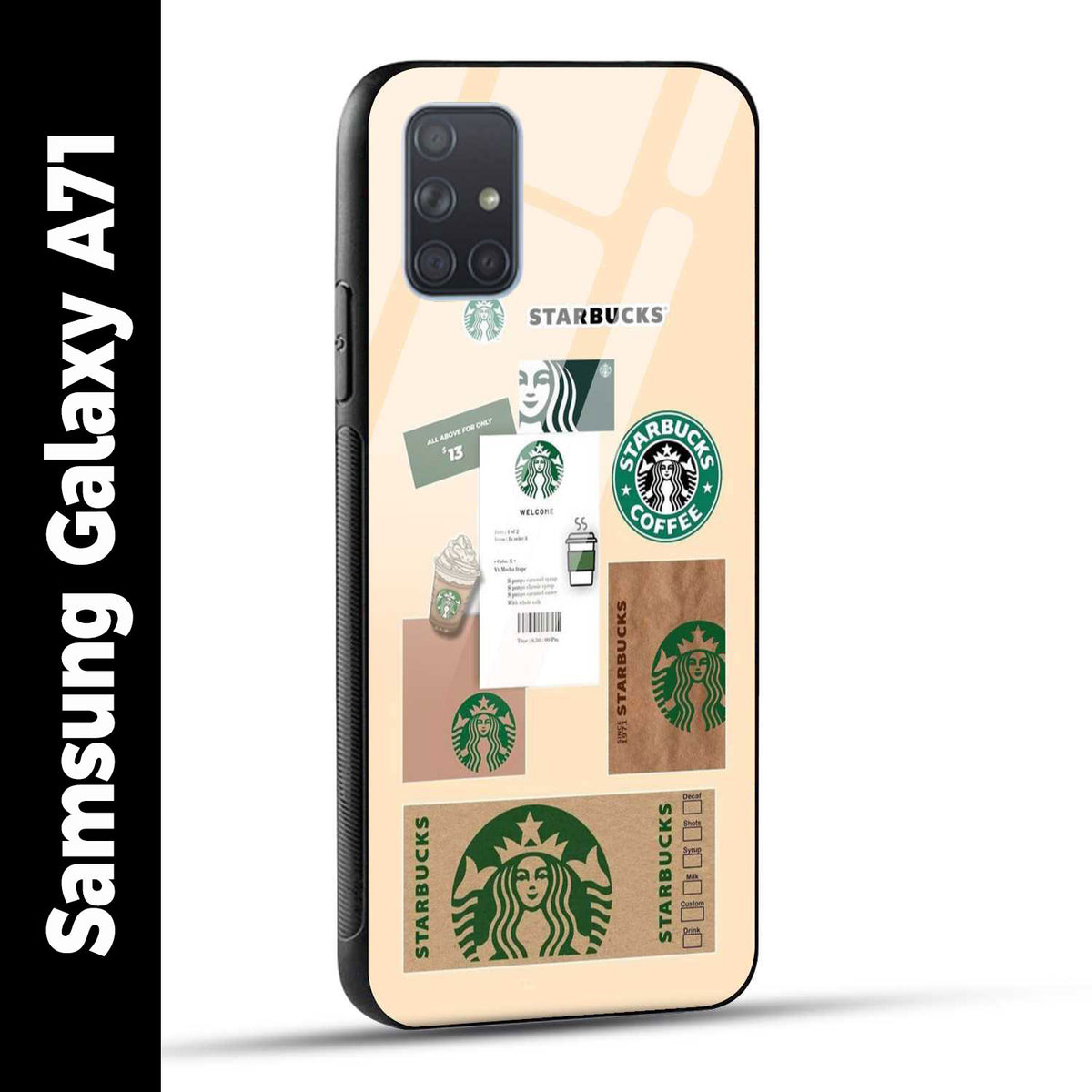 Samsung Galaxy A71 Back Cover Starbucks Coffee Printed Glass Case