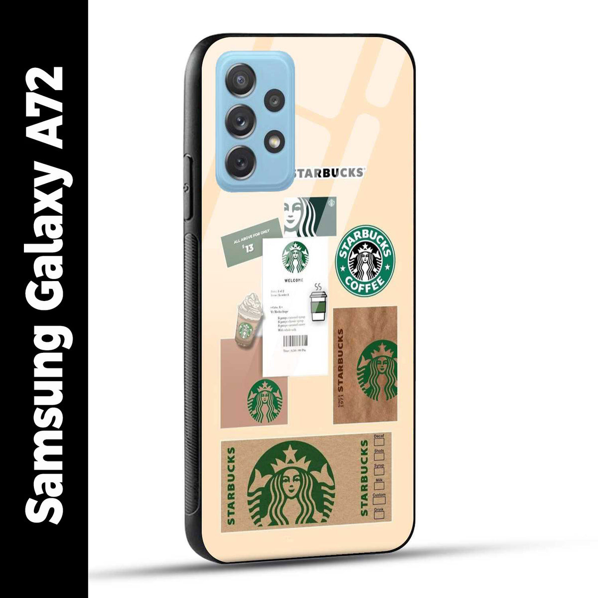 Samsung Galaxy A72 Back Cover Starbucks Coffee Printed Glass Case