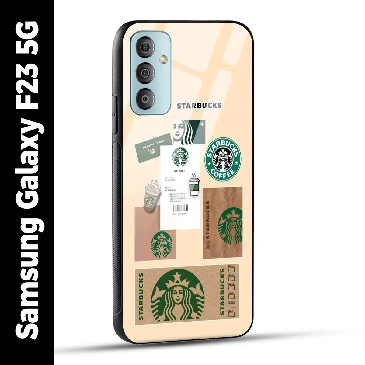 Samsung Galaxy F23 5G Back Cover Starbucks Coffee Printed Glass Case