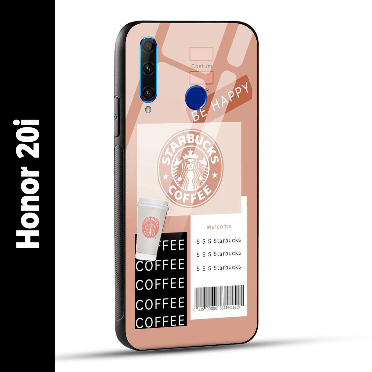 Honor 20i Back Cover Starbucks Coffee Happy Printed Glass Case