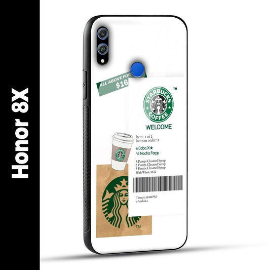 Honor 8X Back Cover Starbucks Coffee Welcome Printed Glass Case