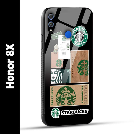 Honor 8X Back Cover Starbucks Filter Coffee Printed Glass Case