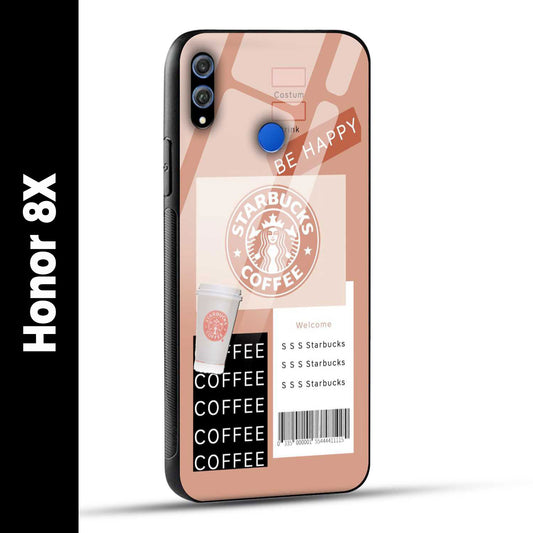 Honor 8X Back Cover Starbucks Coffee Happy Printed Glass Case