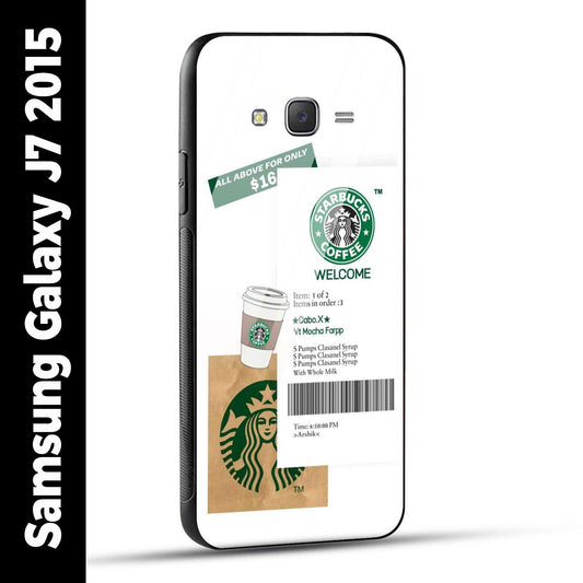 Samsung Galaxy J7 2015 Back Cover Starbucks Coffee Welcome Printed Glass Case