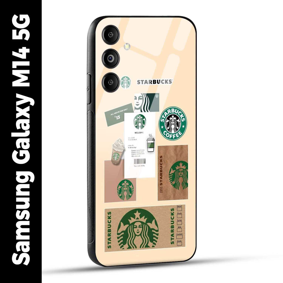 Samsung Galaxy M14 5G Back Cover Starbucks Coffee Printed Glass Case