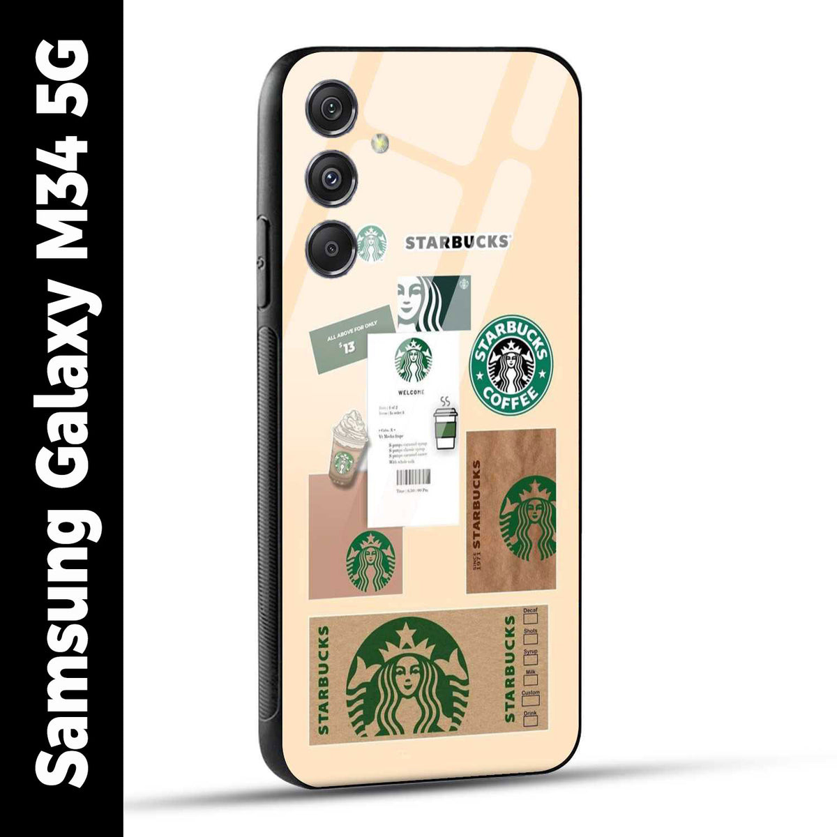 Samsung Galaxy M34 5G Back Cover Starbucks Coffee Printed Glass Case
