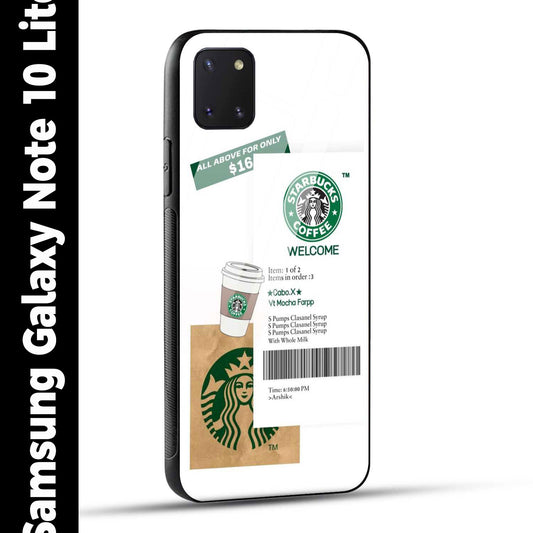 Samsung Galaxy Note 10 Lite Back Cover Starbucks Coffee Welcome Printed Glass Case