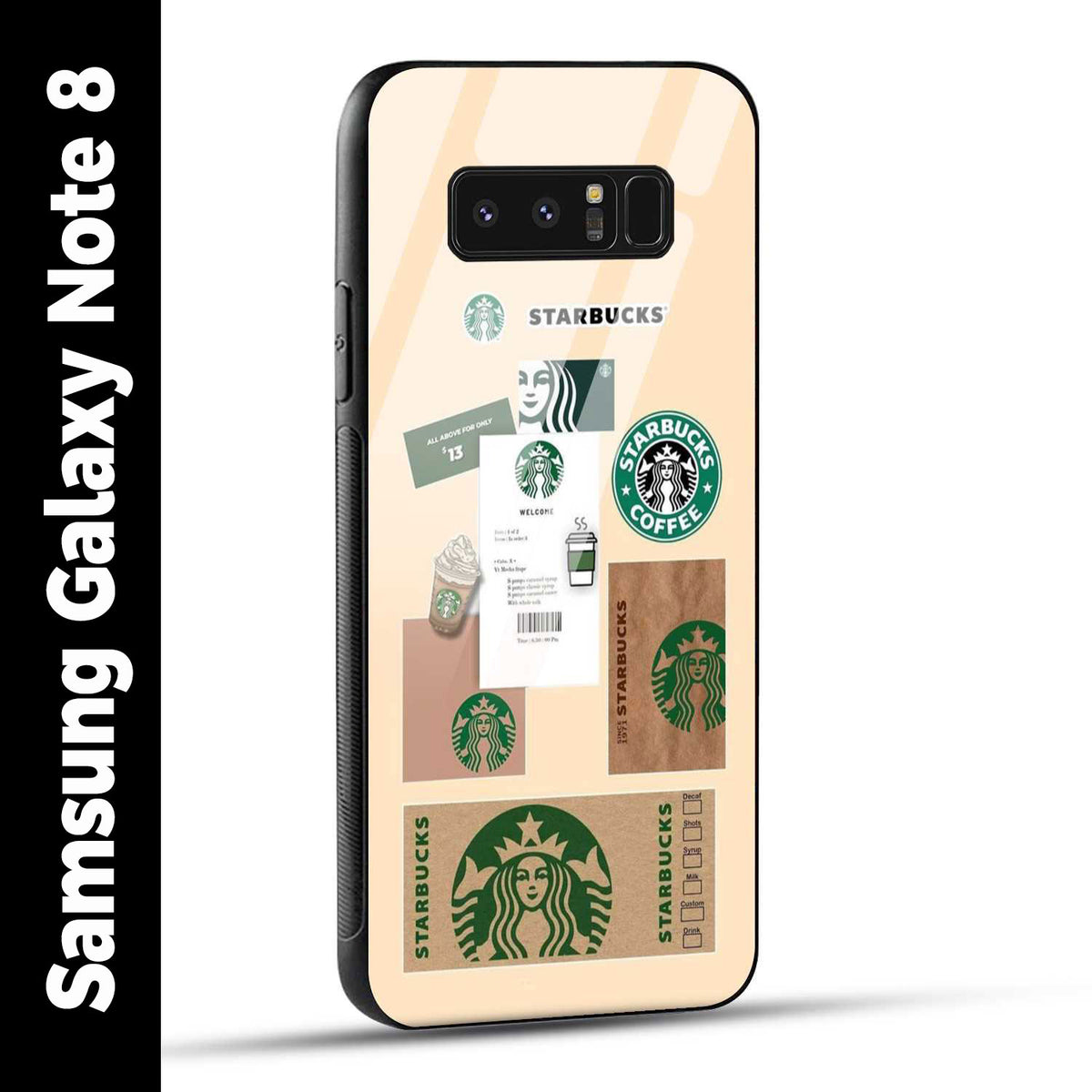 Samsung Galaxy Note 8 Back Cover Starbucks Coffee Printed Glass Case