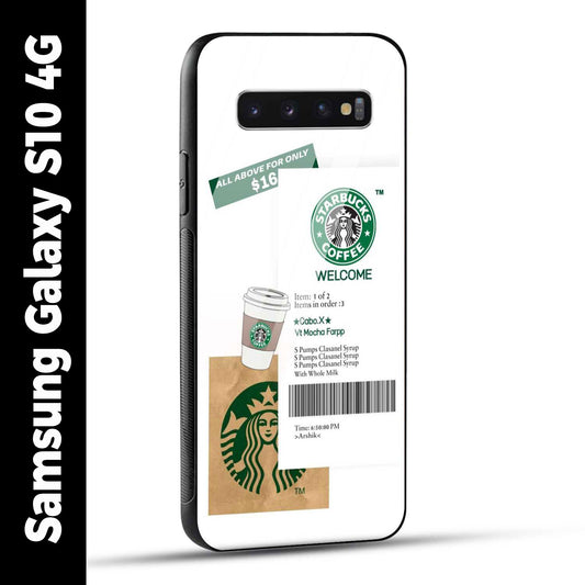 Samsung Galaxy S10 4G Back Cover Starbucks Coffee Welcome Printed Glass Case
