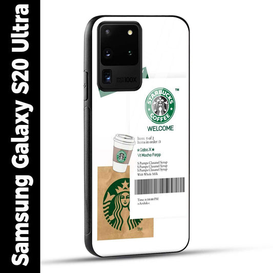 Samsung Galaxy S20 Ultra Back Cover Starbucks Coffee Welcome Printed Glass Case