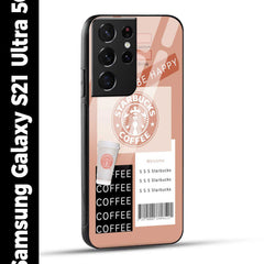 Samsung Galaxy S21 Ultra 5G Back Cover Starbucks Coffee Happy Printed Glass Case