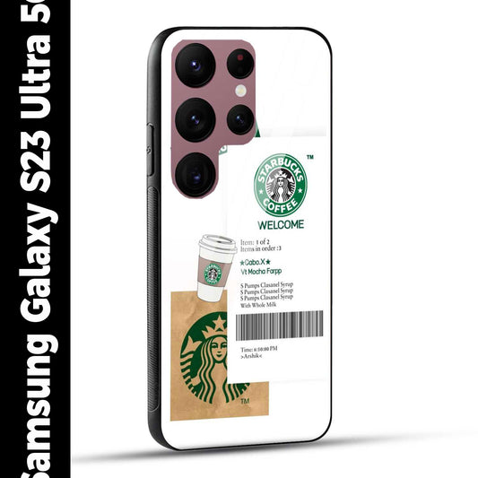 Samsung Galaxy S23 Ultra 5G Back Cover Starbucks Coffee Welcome Printed Glass Case