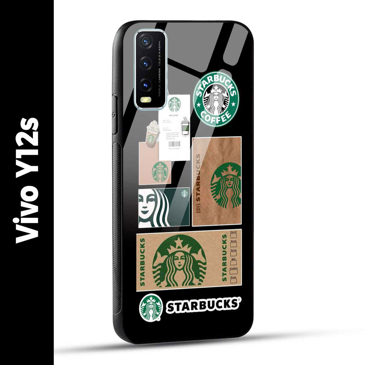 Vivo Y12s Back Cover Starbucks Filter Coffee Printed Glass Case