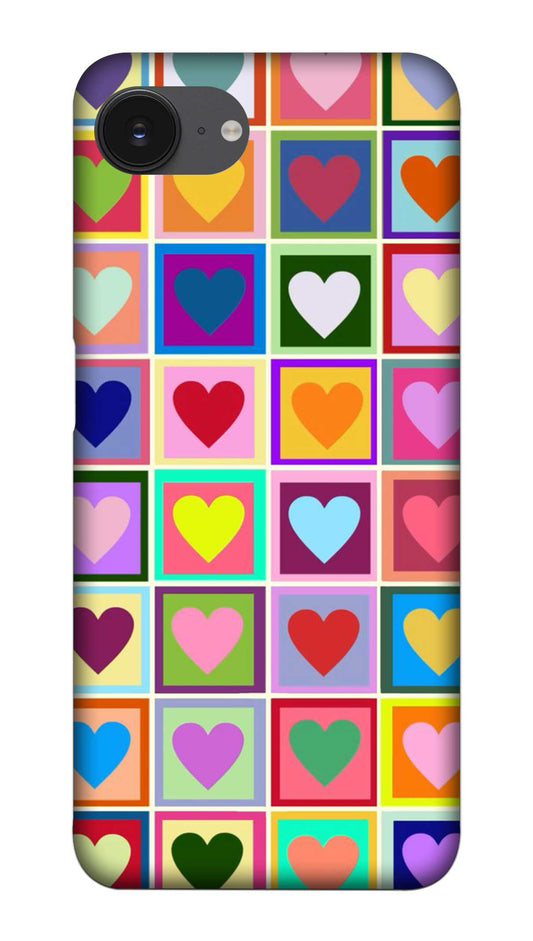 Back Cover For iPhone 16e Back Cover - Protective iPhone 16e Phone Case - Stylish iPhone 16e CaseMulticolour Hearts Printed Hard Case