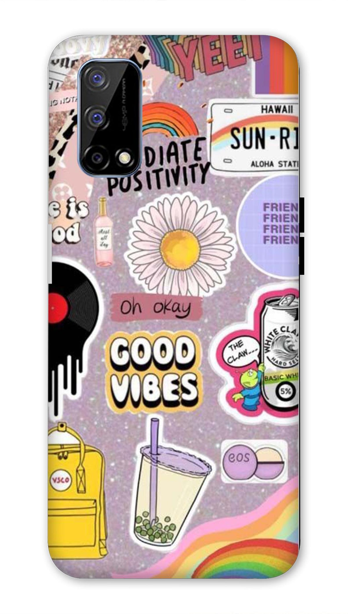 Realme Narzo 30 Pro 5G Back Cover Good Vibes Stickers Printed Hard Case