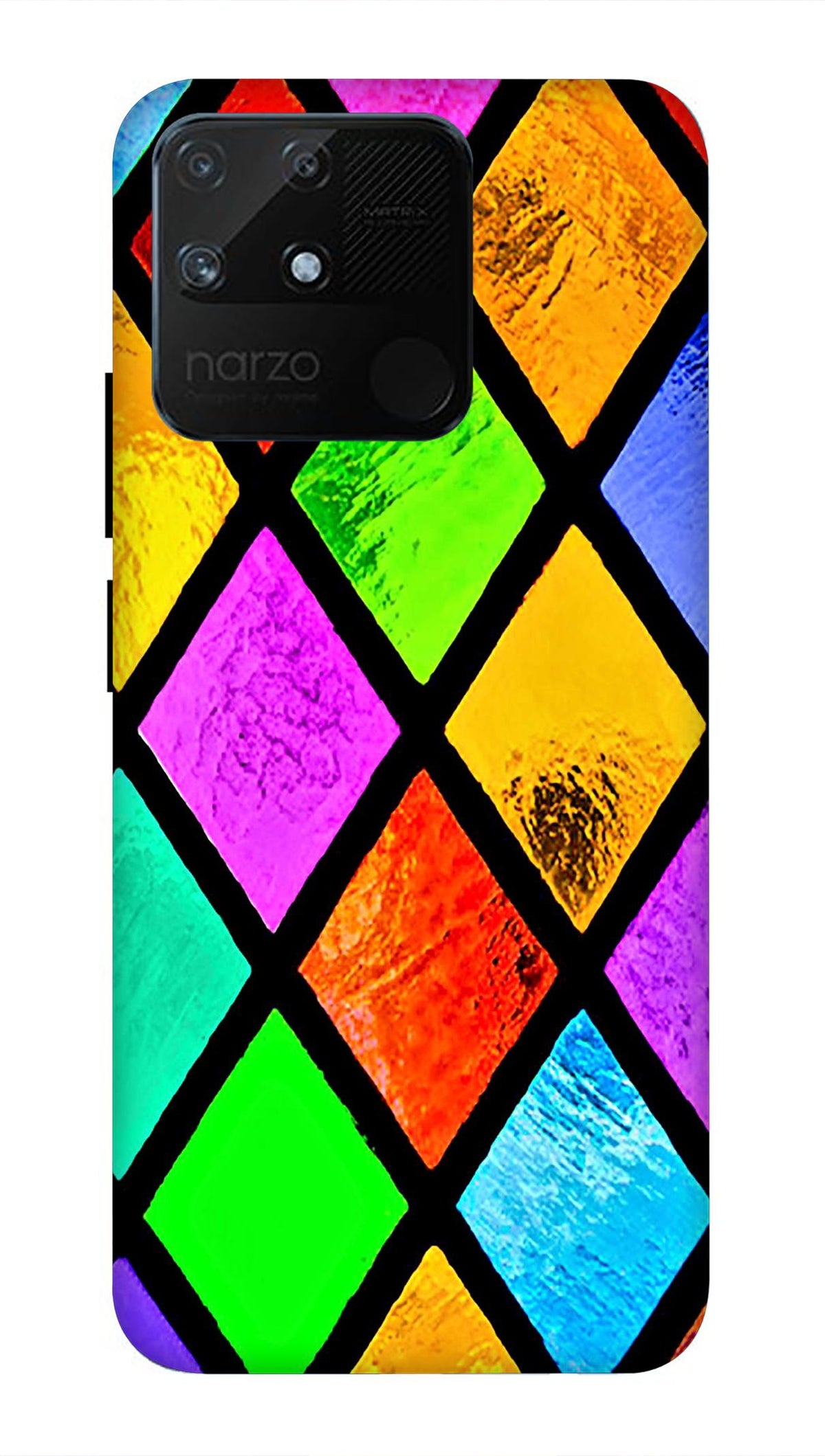 Realme Narzo 50A Back Cover Color Patterns Printed Hard Case