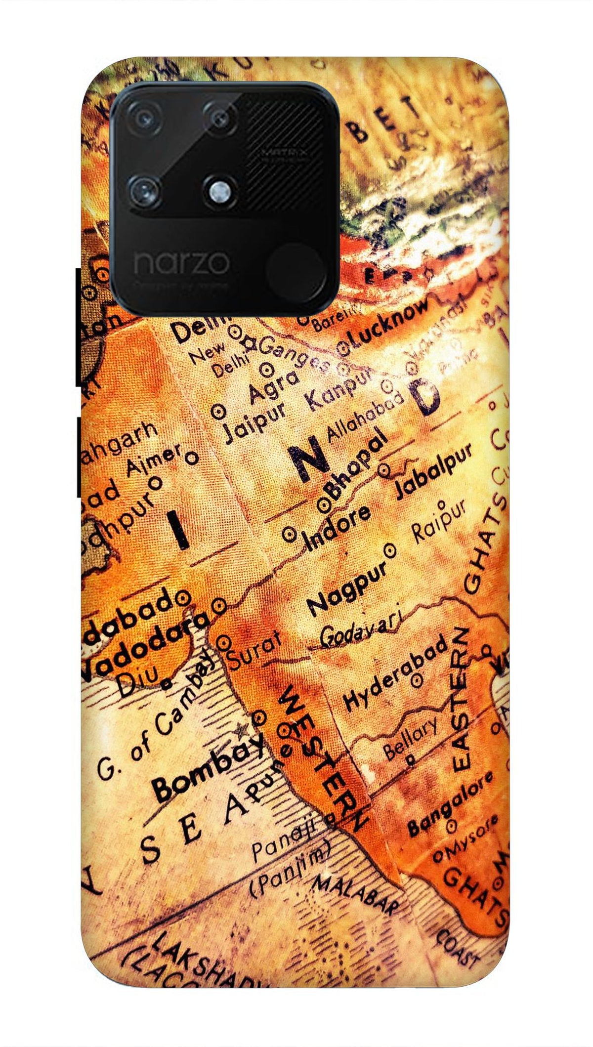 Realme Narzo 50A Back Cover Travel Map Printed Hard Case