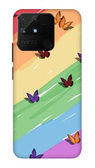 Realme Narzo 50A Back Cover Butterfly Color Pattern Printed Hard Case