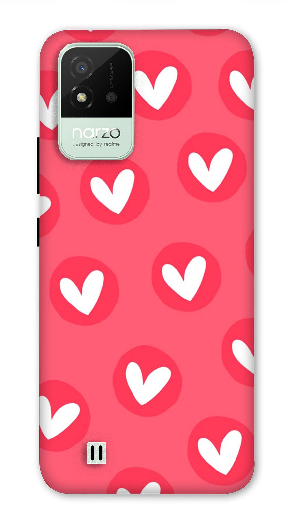 Realme Narzo 50i Back Cover Heart Pattern Printed Hard Case