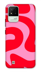 Realme Narzo 50i Back Cover Red Retro Pattern Printed Hard Case