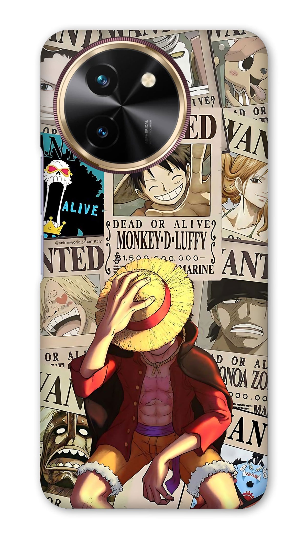 Vivo T3x 5G Back Cover | Premium Vivo Y58 5G Back Cover | Durable Vivo T3x 5G Cover | Perfect Fit for Vivo T3x and Vivo Y58 | Anime One Piece Wanted Luffy  Printed