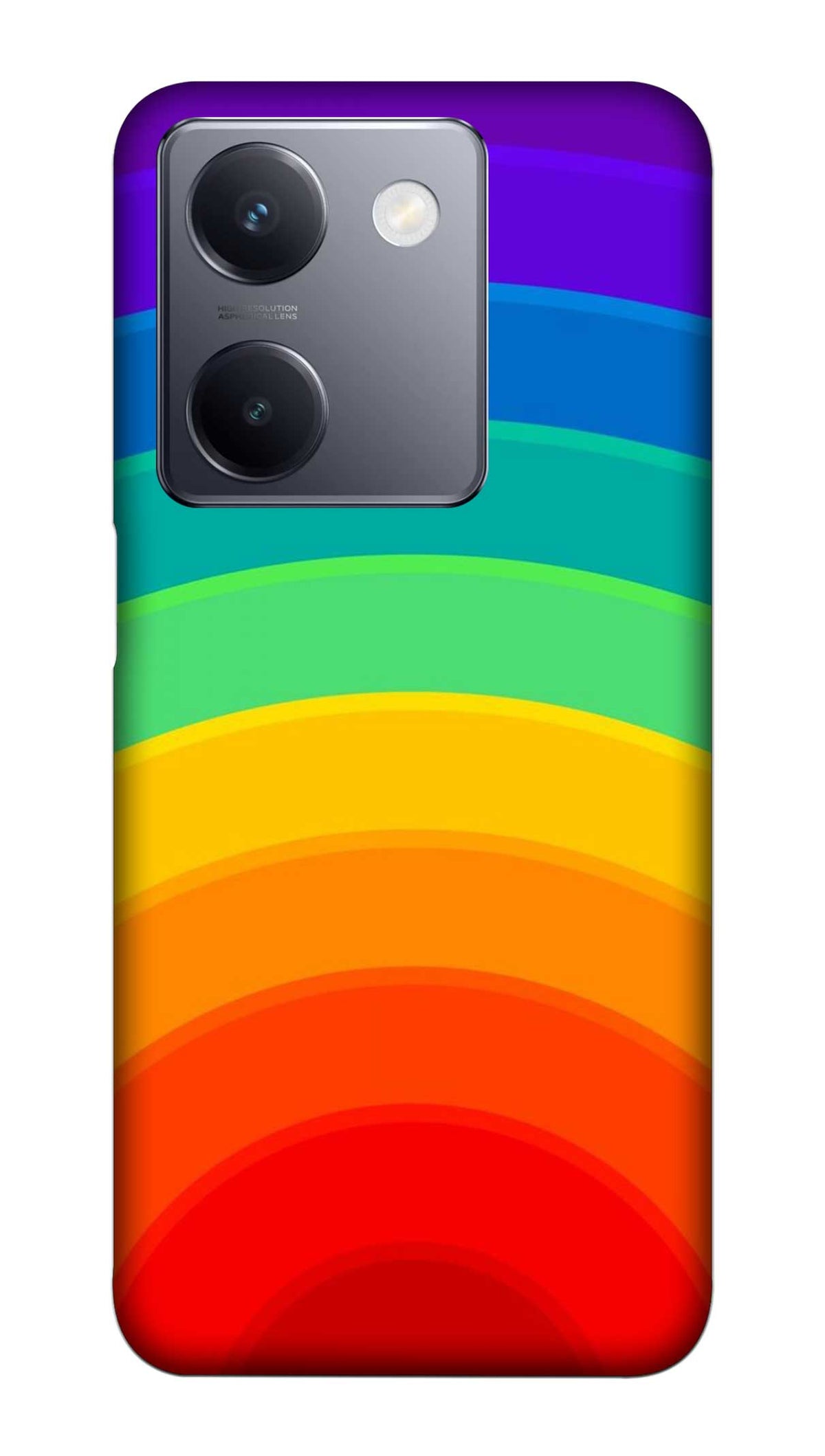 Back Cover For Vivo Y200 Pro 5G Back Cover |VIVO Y300 Plus 5G Back Cover | Stylish Protection for Vivo Y300 Plus Back Cover | VIVO Y200 Pro 5G Back Case | Half Circle Rainbow Printed Hard Case