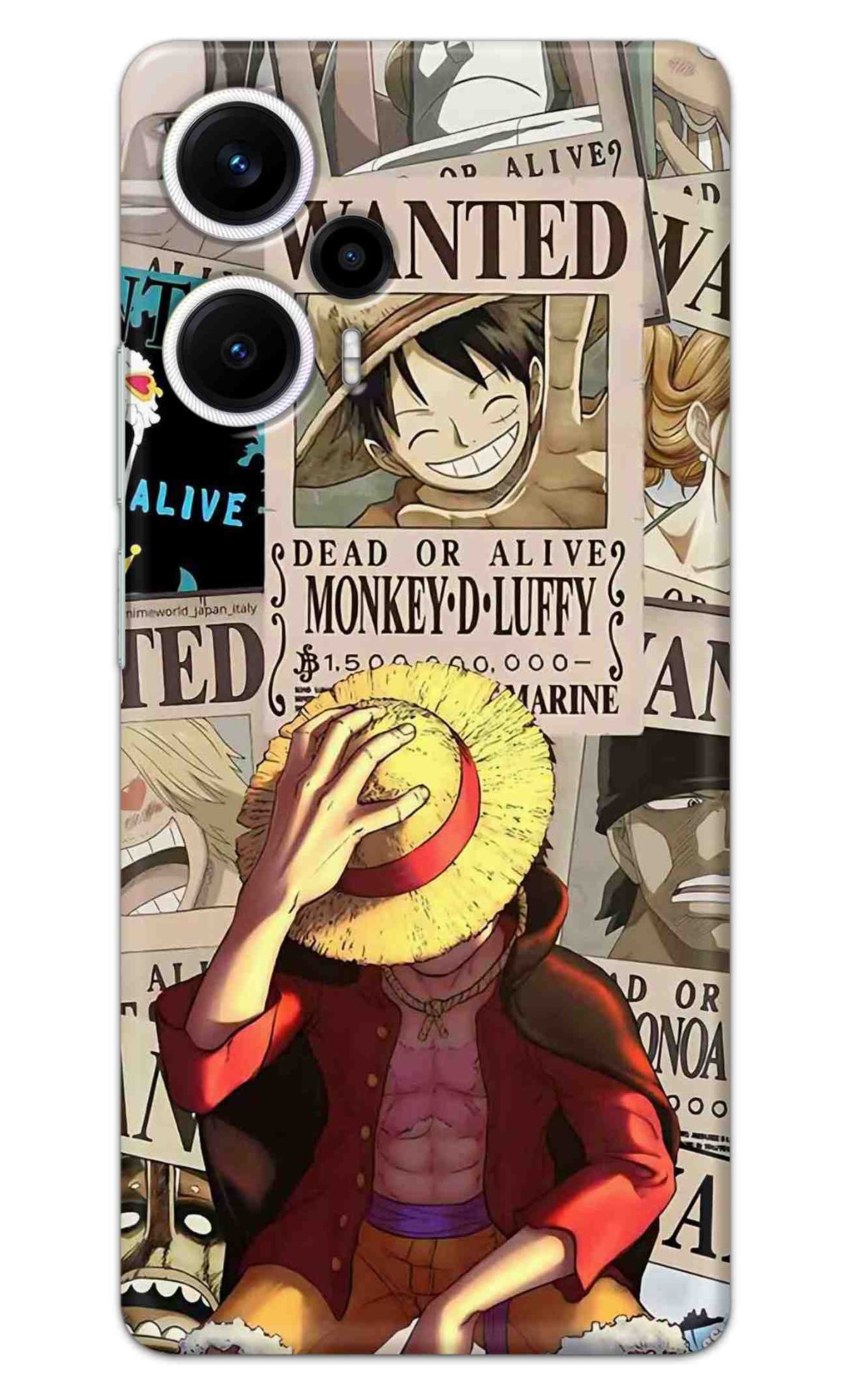 POCO F5 5G Back Cover Anime One Piece Wanted Luffy  Printed Hard Case