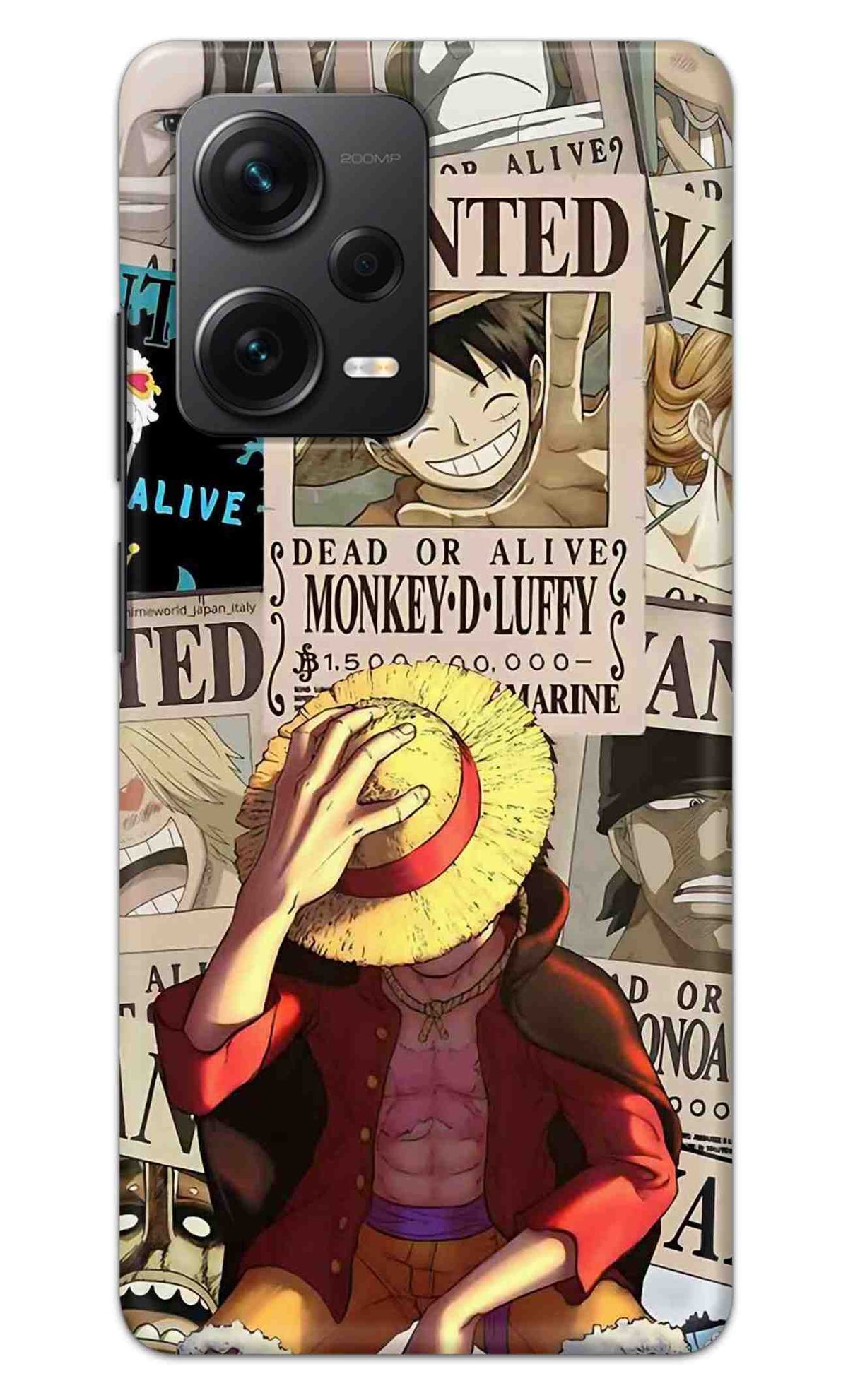 Redmi Note 12 Pro Plus 5G Back Cover Anime One Piece Wanted Luffy  Printed Hard Case