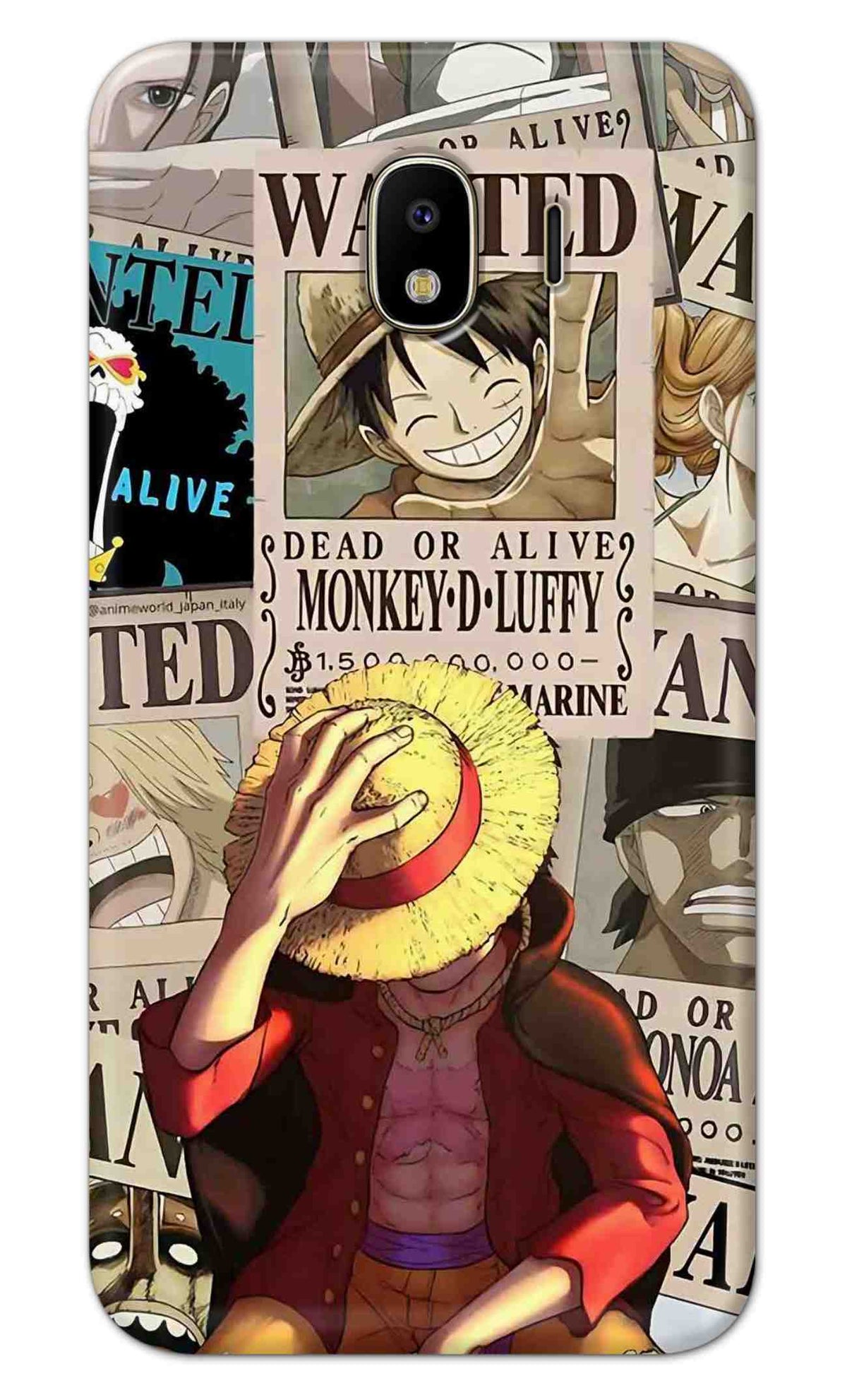 Samsung Galaxy J4 Back Cover Anime One Piece Wanted Luffy  Printed Hard Case