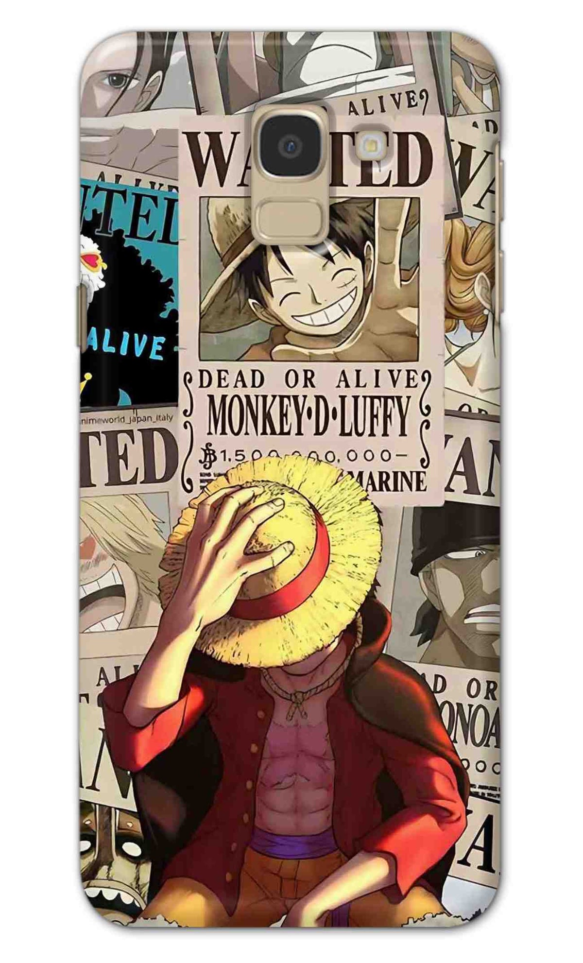 Samsung Galaxy J6 Back Cover Anime One Piece Wanted Luffy  Printed Hard Case