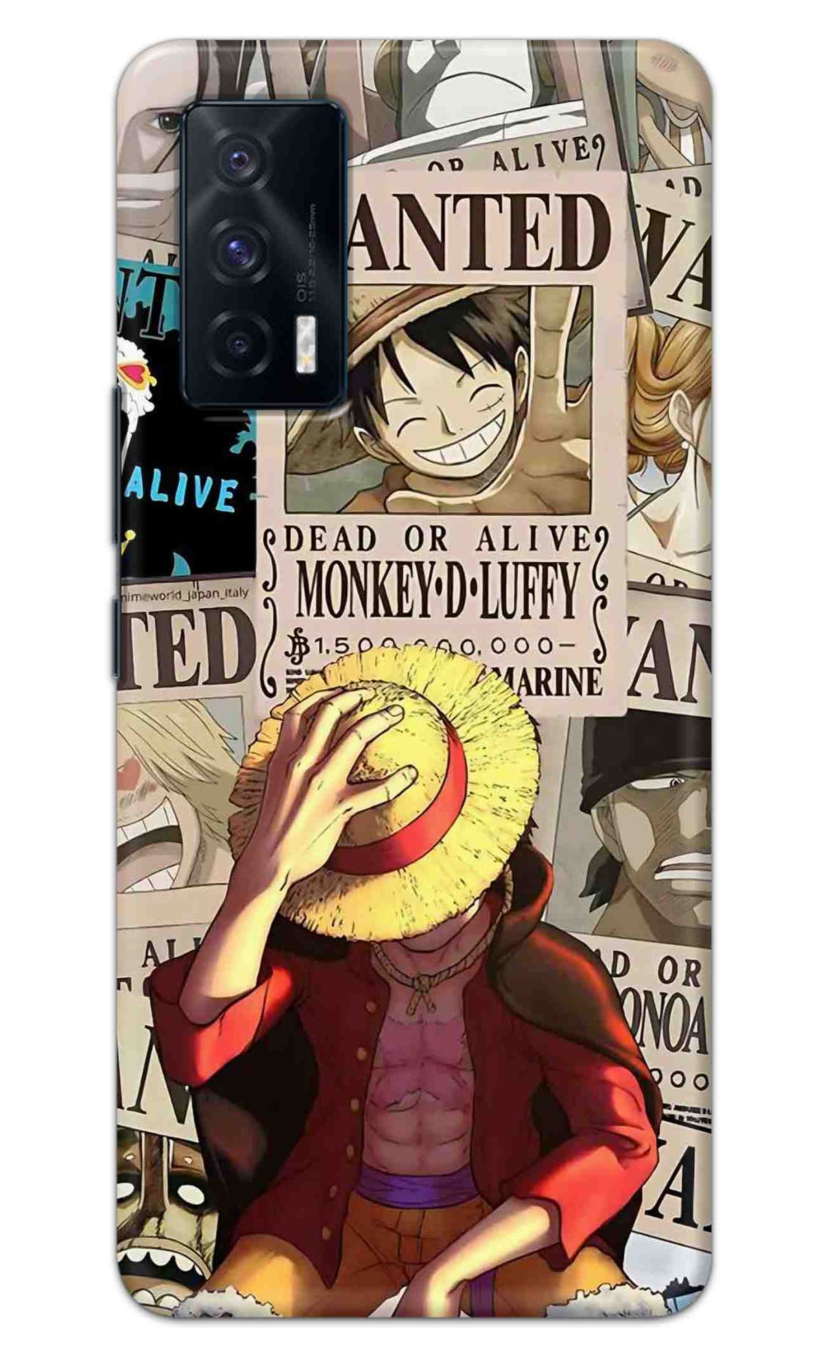 iQOO 7 5G Back Cover Anime One Piece Wanted Luffy  Printed Hard Case