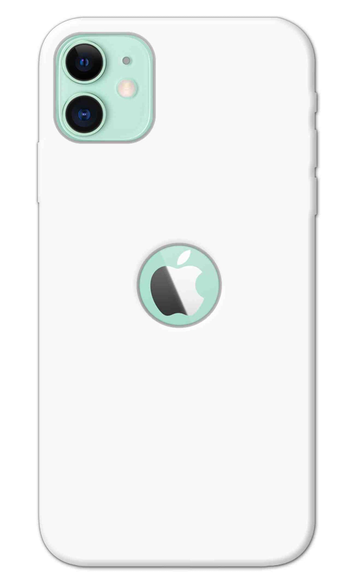iPhone 11 Logo Cut Back Cover Plain White Printed Hard Case