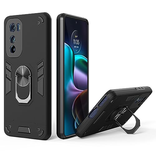 Moto Edge 30 Back Cover, Premium Motorola Edge 30 Back Cover, Sleek Moto Edge 30 Back Case 360 Degree Full Protection with Ring Holder Kickstand