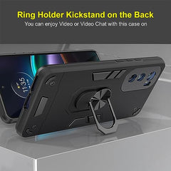 Moto Edge 30 Back Cover, Premium Motorola Edge 30 Back Cover, Sleek Moto Edge 30 Back Case 360 Degree Full Protection with Ring Holder Kickstand