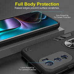 Moto Edge 30 Back Cover, Premium Motorola Edge 30 Back Cover, Sleek Moto Edge 30 Back Case 360 Degree Full Protection with Ring Holder Kickstand