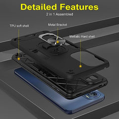 Moto Edge 30 Back Cover, Premium Motorola Edge 30 Back Cover, Sleek Moto Edge 30 Back Case 360 Degree Full Protection with Ring Holder Kickstand