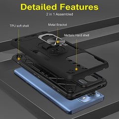 Moto Edge 40 Back Cover Premium - Sleek Motorola Edge 40 Back Cover, Stylish Moto Edge 40 Cover 360 Degree Full Protection with Ring Holder Kickstand