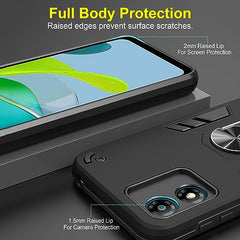 Moto E13 Back Cover  - Premium Moto E 13 Back Cover with Enhanced Grip and Precise Cutouts - Compatible with Moto E13 360 Degree Full Protection with Ring Holder Kickstand