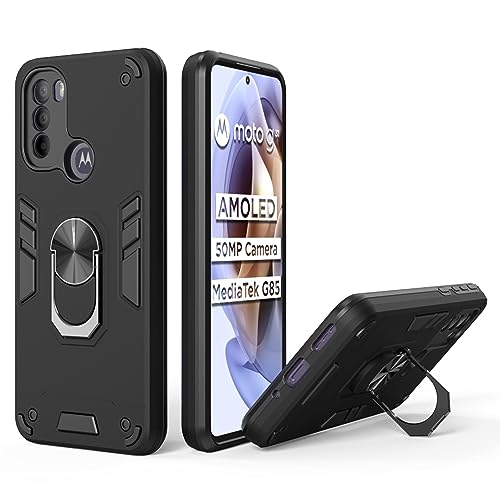 Premium Moto G31 Back Cover | Stylish Moto G 31 Back Cover | Enhanced Durability and Perfect Fit for Motorola G31 Back Cover 360 Degree Full Protection with Ring Holder Kickstand