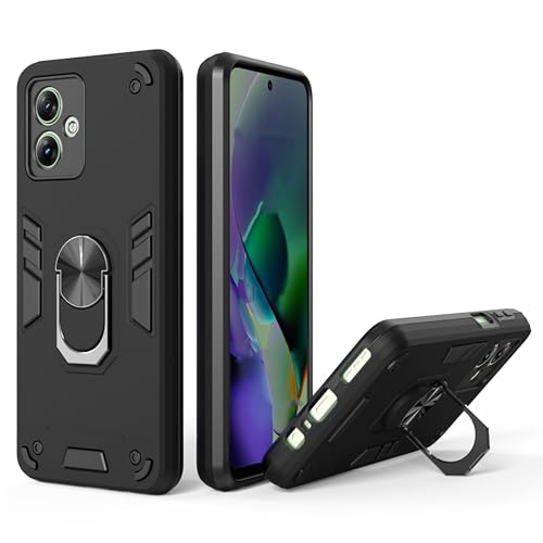 Moto G54 Back Cover, Premium Motorola G54 5G Cover, Sleek Design Moto G54 5G Cover, Perfect Fit Protective Case for Enhanced Grip and Style, Black 360 Degree Full Protection with Ring Holder Kickstand