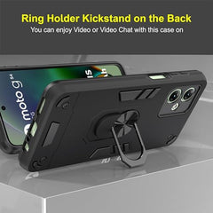 Moto G54 Back Cover, Premium Motorola G54 5G Cover, Sleek Design Moto G54 5G Cover, Perfect Fit Protective Case for Enhanced Grip and Style, Black 360 Degree Full Protection with Ring Holder Kickstand