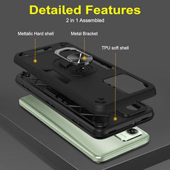 Moto G54 Back Cover, Premium Motorola G54 5G Cover, Sleek Design Moto G54 5G Cover, Perfect Fit Protective Case for Enhanced Grip and Style, Black 360 Degree Full Protection with Ring Holder Kickstand