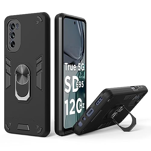 Moto G62 5G Cover, Premium Motorola G62 5G Back Cover, Stylish Moto G62 Back Case 360 Degree Full Protection with Ring Holder Kickstand