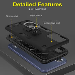 Oppo A17k Back Cover, Premium Oppo A17 Cover, Stylish Oppo A17 Mobile Cover, Shockproof Protection 360 Degree Full Protection with Ring Holder Kickstand