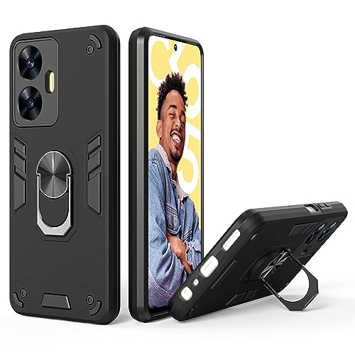 Realme C55 Back Cover | Realme Narzo N55 Back Cover | Premium Realme C55 Cover | 360 Degree Full Protection with Ring Holder Kickstand