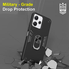 Redmi 12 5G Back Cover, Poco M6 Pro 5G Back Cover, Redmi 12 4G Back Cover 360 Degree Full Protection with Ring Holder Kickstand
