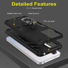 Redmi 12 5G Back Cover, Poco M6 Pro 5G Back Cover, Redmi 12 4G Back Cover 360 Degree Full Protection with Ring Holder Kickstand