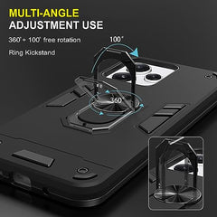 Redmi 12 5G Back Cover, Poco M6 Pro 5G Back Cover, Redmi 12 4G Back Cover 360 Degree Full Protection with Ring Holder Kickstand