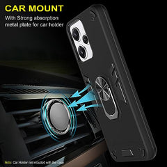 Redmi 12 5G Back Cover, Poco M6 Pro 5G Back Cover, Redmi 12 4G Back Cover 360 Degree Full Protection with Ring Holder Kickstand