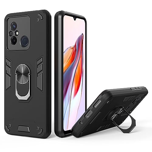 Redmi 12C Back Covers | Compatible Redmi 12 C Back Cover | Premium Design Redmi 12C Cover | Sleek and Stylish Back Case 360 Degree Full Protection with Ring Holder Kickstand